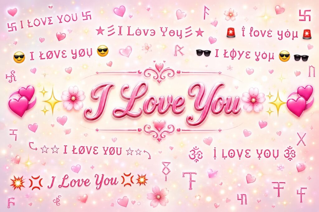 I Love You Stylish Text