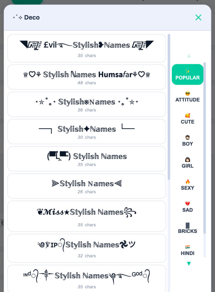Decorated Stylish Name