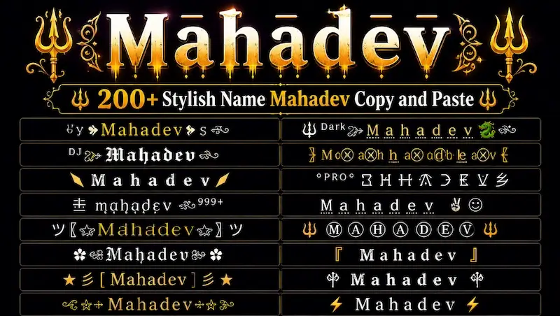200+ Copy and Paste Mahadev name style