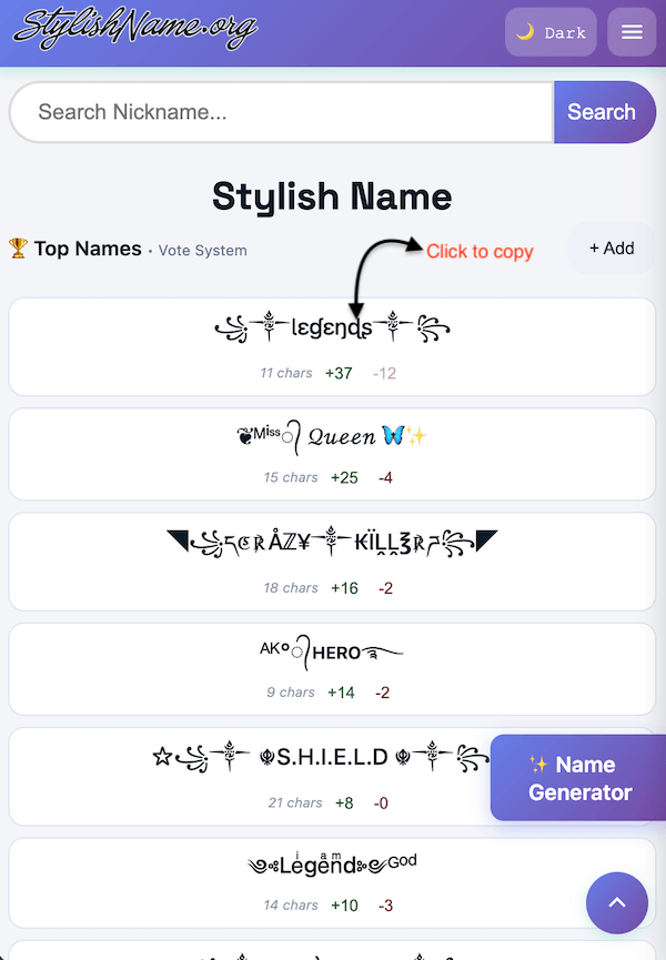 how to copy stylish name