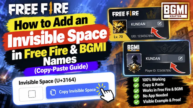How to Add an Invisible Space in Free Fire & BGMI Names (Guide)